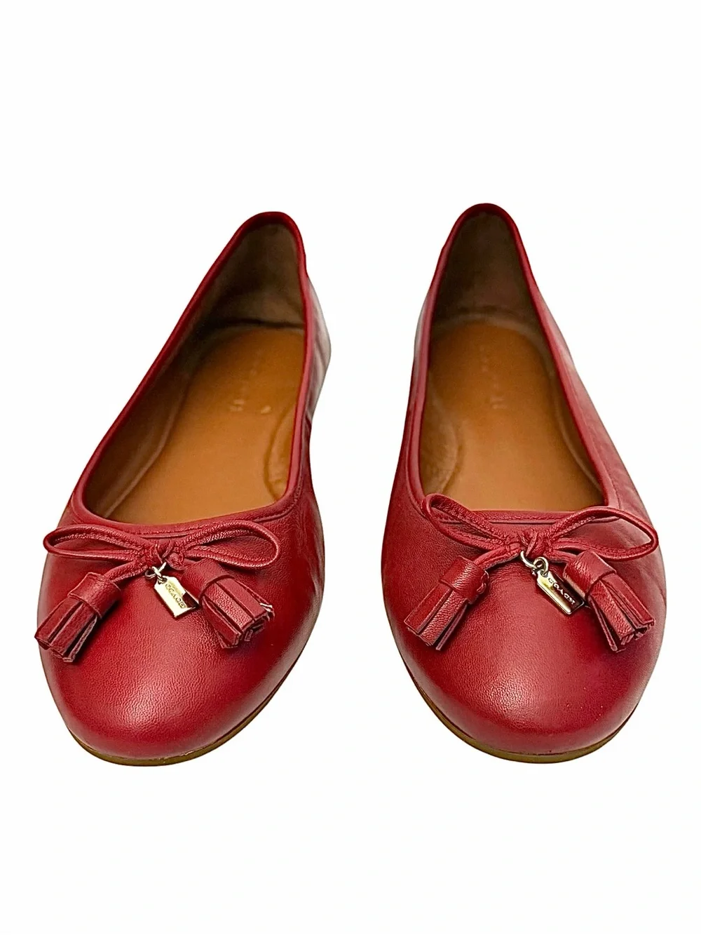 Coach Bea Ballerina Flats Red Women’s Size 10M Leather Ballet Shoes EUC